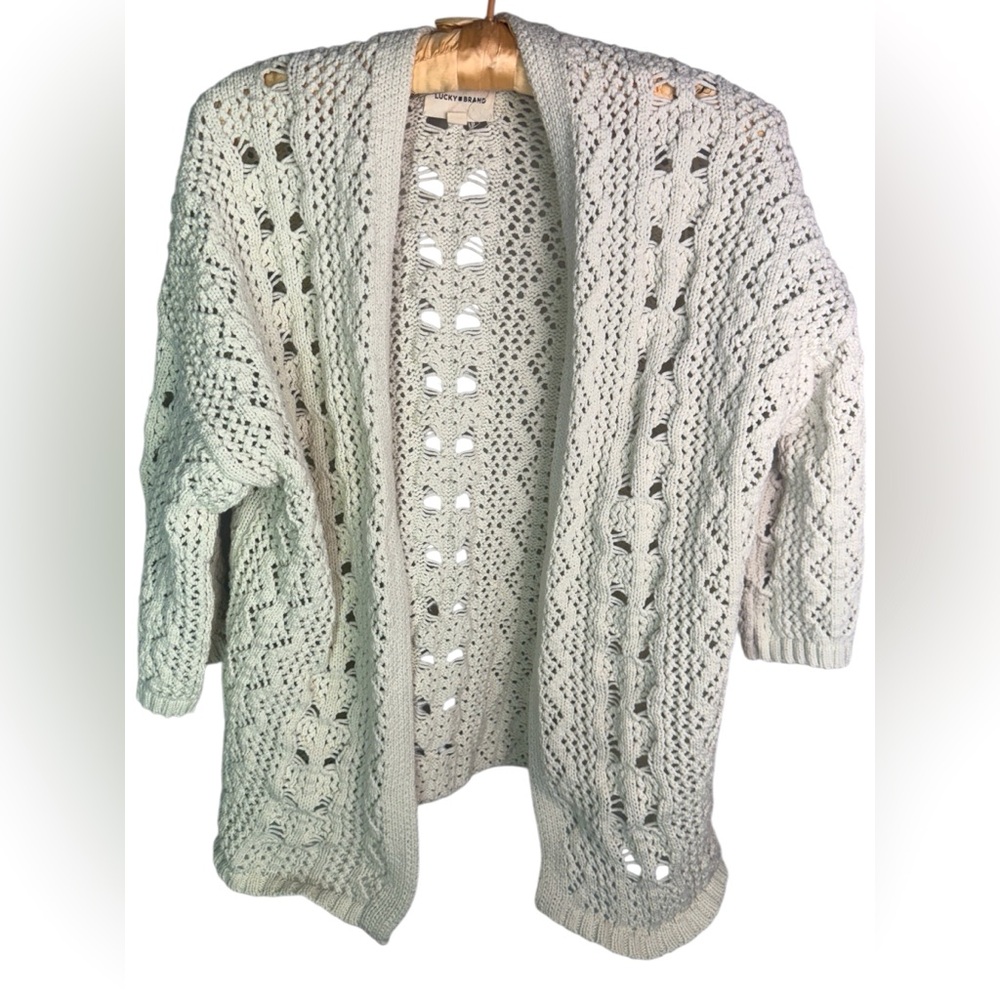 Lucky Brand Thick Cream Knit Cable Sweater perfect for spring, summer - Picture 2 of 11